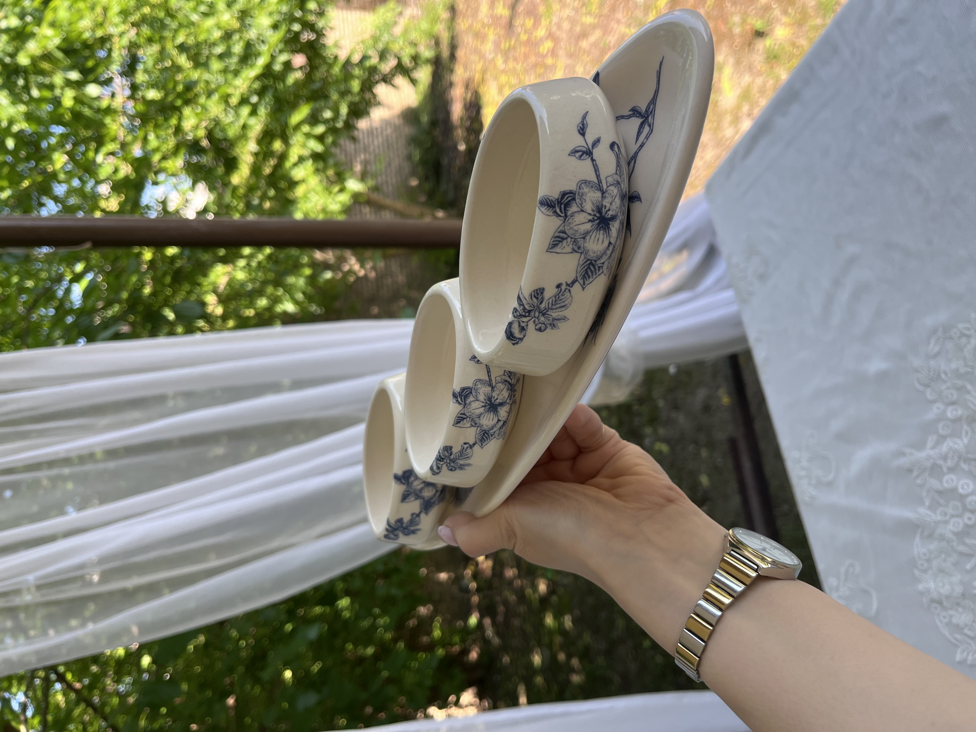 اردو خوری چهارتکه سرامیکی طرح گل مرغ