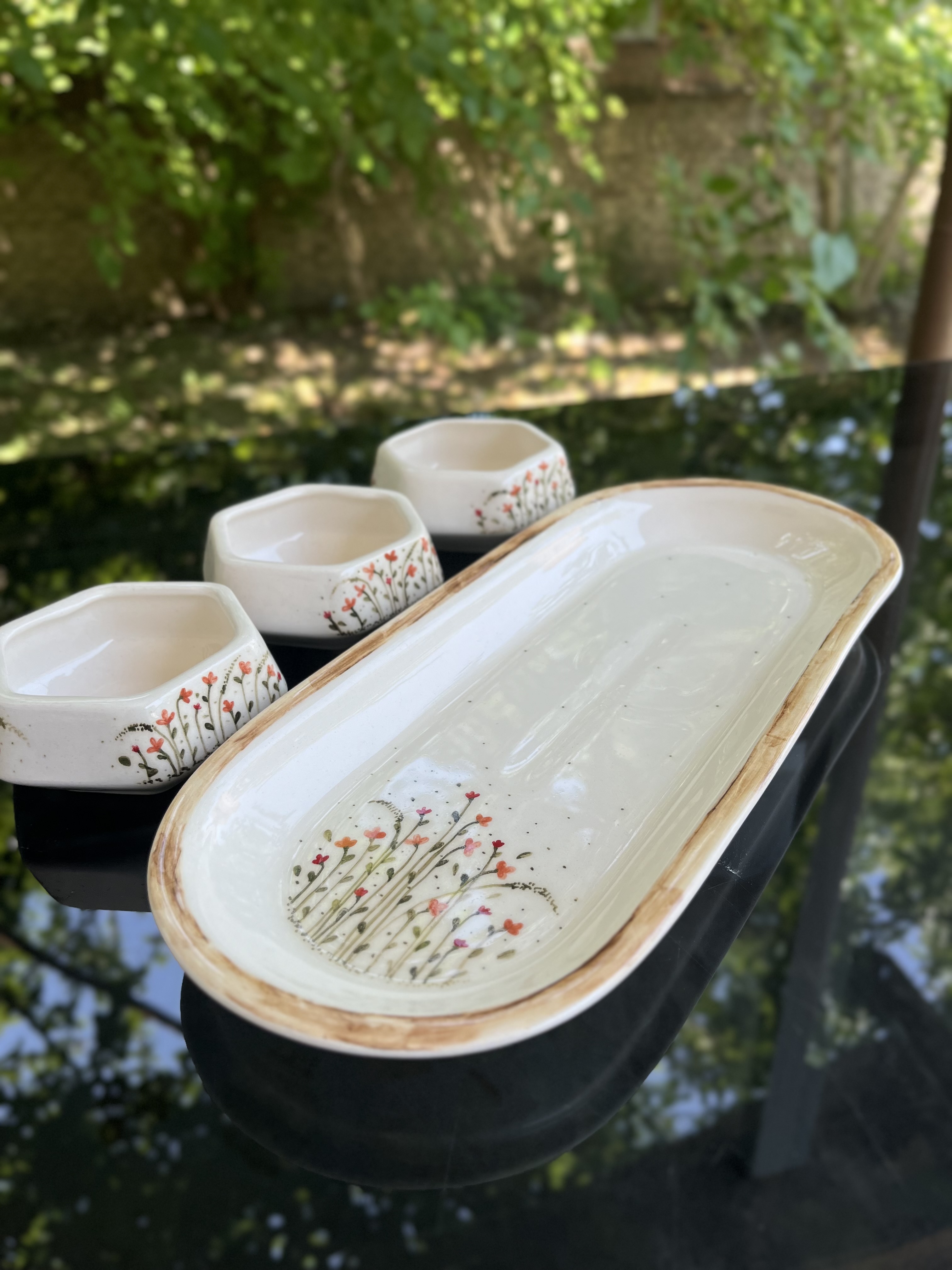 ست چهارتکه عردو خوری سرامیکی طرح چمنزار
