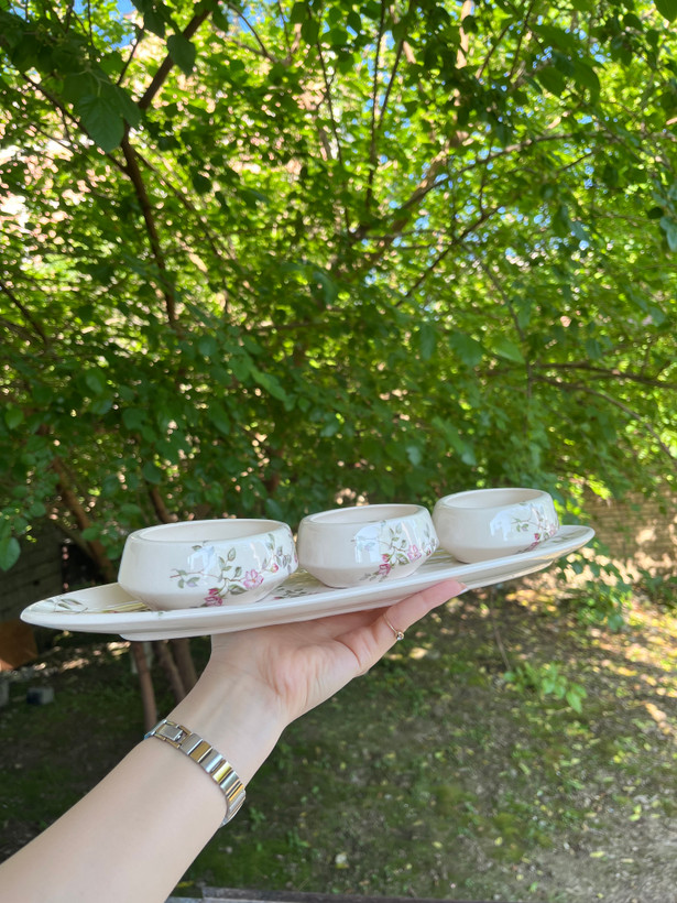 اردو خوری چهارتکه سرامیکی گل ریز